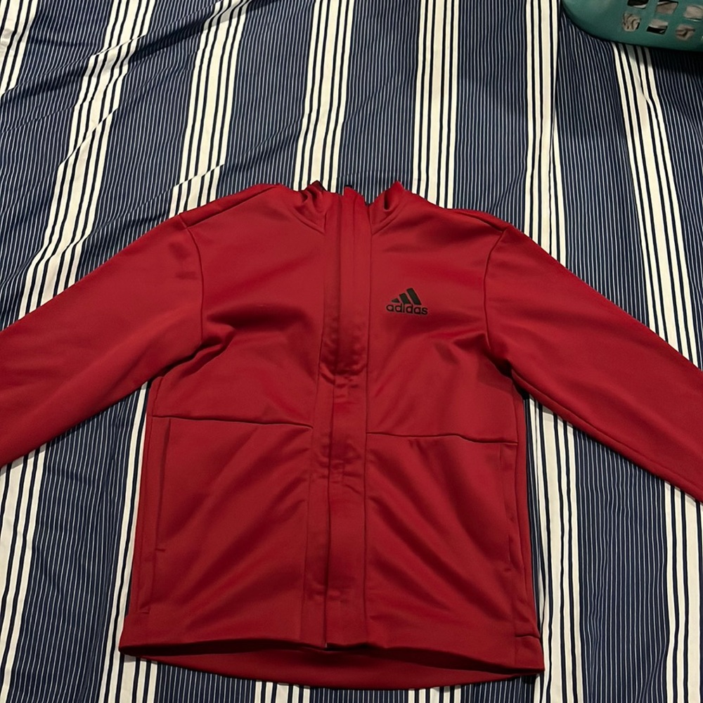 Red adidas zip up jacket ‼️PRICE IS NEGOTIABLE‼️
